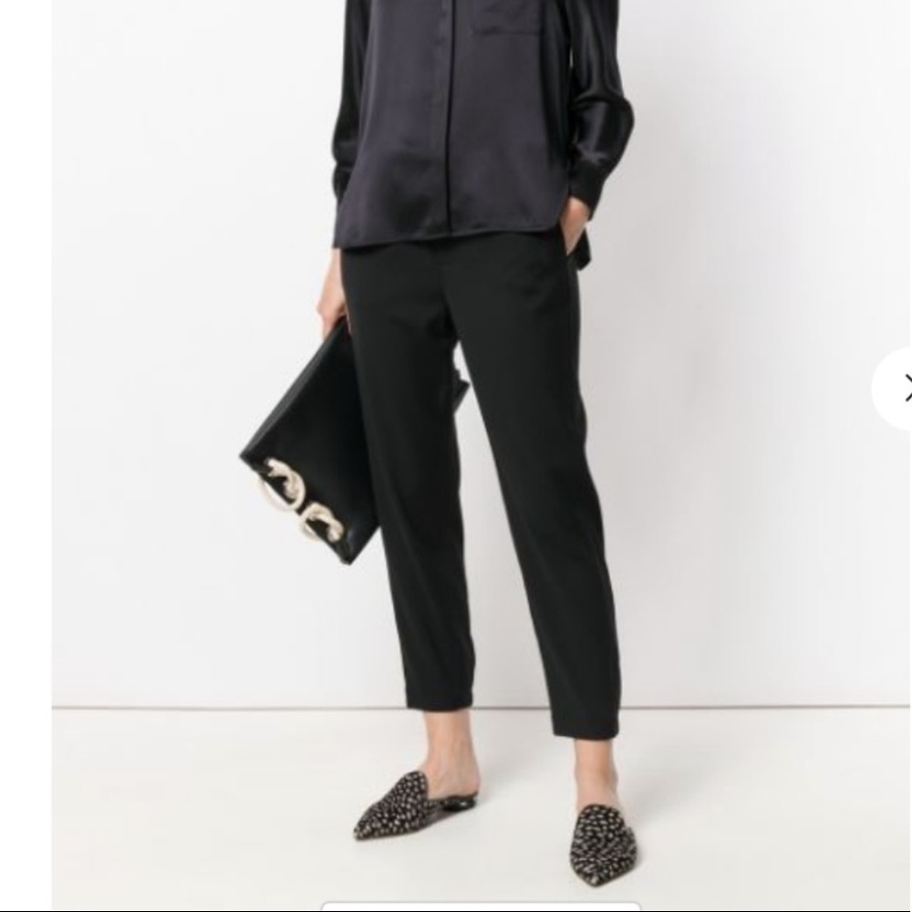 VINCE. Black Cropped Elastic Ankle Pull On Pocketed Trousers Size‎ Medium